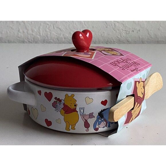 Disney Winnie the Pooh Tigger Piglet Eeyore Valentines Brie Baker & Wood Spoon - Picture 1 of 13